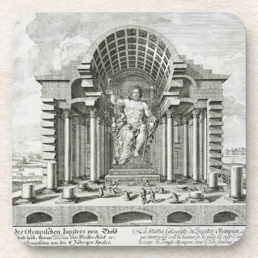 金ゴールドaのPhidias著なされるオリンピックのゼウスの彫像 コースター (正面)