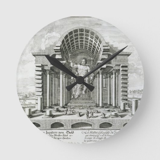 金ゴールドaのPhidias著なされるオリンピックのゼウスの彫像 ラウンド壁時計 (正面)