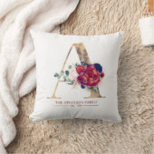 金ゴールドAモノグラムフローラブルーグンディアンドネイビーブルー クッション (ブランケット)