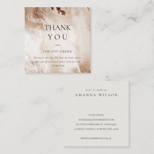 金ゴールドAgate大理石ご注文の割引 スクエア名刺 (正面/裏面)