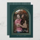 金ゴールドArchスクリプトフォトクリスマス シーズンカード (正面/裏面)