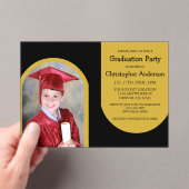 金ゴールドArch Photo Kids卒業 アクリル招待状 (インサイチュ (ポータブル))