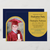 金ゴールドArch Photo Kids卒業 招待状 (正面/裏面)