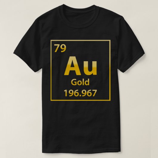 金ゴールドAu化学元素 Tシャツ (デザイン正面)