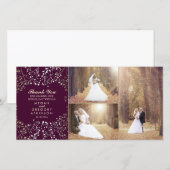 金ゴールドBaby's Breath Plum'結婚s Photo Thank You サンキューカード (正面/裏面)