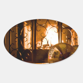 金ゴールドBauble Near Fireplace Sticker by RoseWrites 楕円形シール
