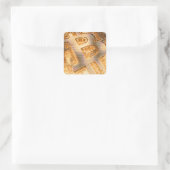 金ゴールドBitcoinデジタル暗号通貨BTCロゴ スクエアシール (バッグ)