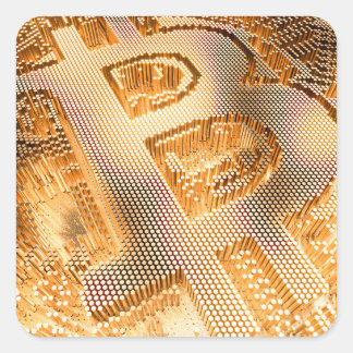 金ゴールドBitcoinデジタル暗号通貨BTCロゴ スクエアシール