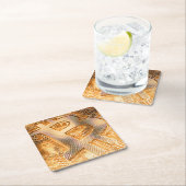 金ゴールドBitcoinデジタル暗号通貨BTCロゴ スクエアペーパーコースター (インサイチュ)