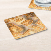 金ゴールドBitcoinデジタル暗号通貨BTCロゴ スクエアペーパーコースター (アングル)