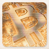 金ゴールドBitcoinデジタル暗号通貨BTCロゴ スクエアペーパーコースター (正面)