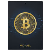 金ゴールドBitcoin暗号化パーソナライズされた名 クリップボード (裏面)