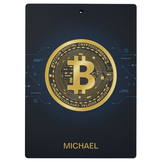 金ゴールドBitcoin暗号化パーソナライズされた名 クリップボード (裏面)