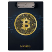 金ゴールドBitcoin暗号化パーソナライズされた名 クリップボード (正面)
