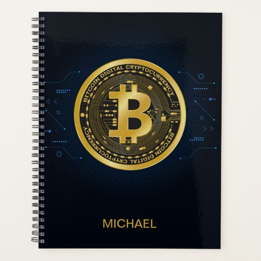 金ゴールドBitcoin暗号化パーソナライズされた名 プランナー手帳 (正面)
