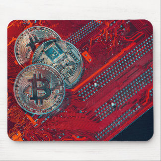 金ゴールドBitcoin Cryptocurrencyコンピュータチップ マウスパッド