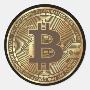 金ゴールドBitcoin Cryptocurrency Moneyスタンプ ラウンドシール