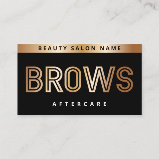 金ゴールドBlack Brows AfterCare PMU Browの指示 名刺 (正面)