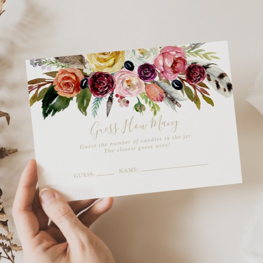 金ゴールドBohoフローラ数のゲームカードを推測 名刺