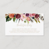 金ゴールドBohoフローラBaby Shower Book Request エンクロージャーカード (正面)