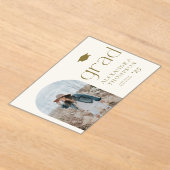 金ゴールドBohoミニマルなArch写真卒業 アクリル招待状 (レイダウン)