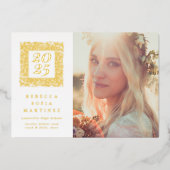 金ゴールドBoho自然写真卒業発表 箔招待状 (正面)