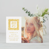 金ゴールドBoho自然写真卒業発表 箔招待状 (立ち正面)