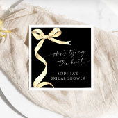 金ゴールドBow彼女は結び目のブライダルシャワー スタンダードカクテルナプキン