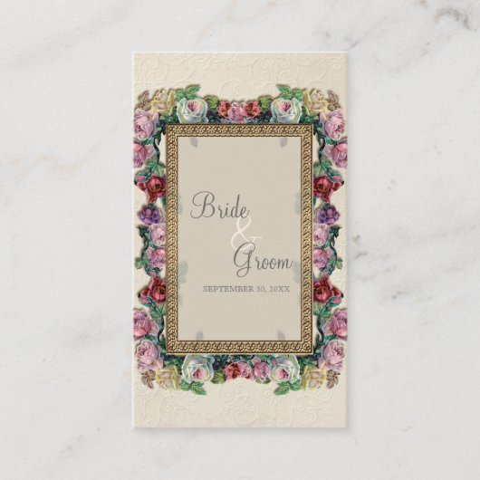 金ゴールドBrocadeフローラシフォーマルートエレガントカード プレイスカード (正面)