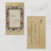 金ゴールドBrocadeフローラシフォーマルートエレガントカード プレイスカード (正面/裏面)