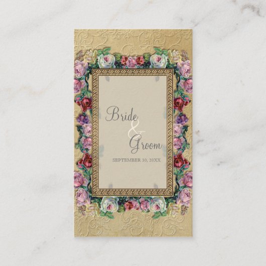 金ゴールドBrocadeフローラシフォーマルートエレガントカード プレイスカード (正面)