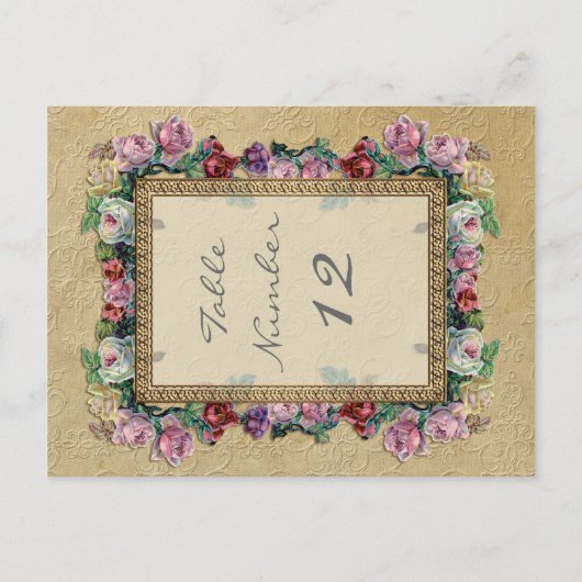 金ゴールドBrocadeフローラフォーマルテーエレガントブル番号 ポストカード (正面)