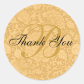 金ゴールドBrocadeモノグラムサンキュー ラウンドシール (正面)
