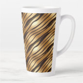 金ゴールドBrown Leopardプリントストライプ カフェラテマグ (右)