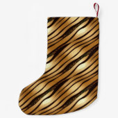 金ゴールドBrown Leopardプリントストライプ スモールクリスマスストッキング (裏面)