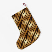 金ゴールドBrown Leopardプリントストライプ スモールクリスマスストッキング (裏面 (吊り時))