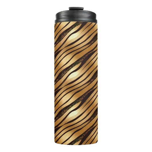 金ゴールドBrown Leopardプリントストライプ タンブラー (正面)