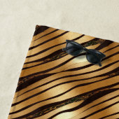 金ゴールドBrown Leopardプリントストライプ ビーチタオル (インサイチュ)