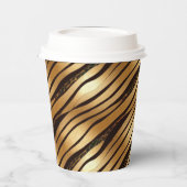 金ゴールドBrown Leopardプリントストライプ 紙コップ (左)