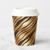 金ゴールドBrown Leopardプリントストライプ 紙コップ (裏面)
