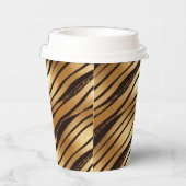 金ゴールドBrown Leopardプリントストライプ 紙コップ (右)