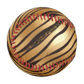 金ゴールドBrown Leopardプリントストライプ 野球ボール (正面左)