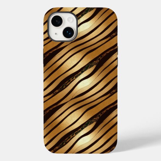 金ゴールドBrown Leopardプリントストライプ Case-Mate iPhoneケース (裏面)