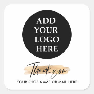 金ゴールドBUSINESS THANK YOU HAND LETTEREDとLOGO v2 スクエアシール