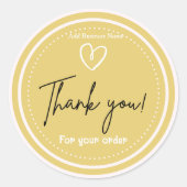 金ゴールドBusiness Thank you Stickers add Business Name ラウンドシール (正面)