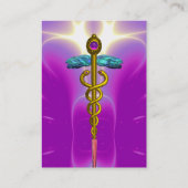 金ゴールドCADUCEUS医療サービス、ドクターピンク紫 名刺 (裏面)