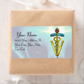 金ゴールドCADUCEUS獣医シンボルティール（緑がかった色）ブルー ラベル (インサイチュ)