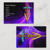 金ゴールドCADUCEUS獣医シンボルパープル光波 名刺 (正面/裏面)