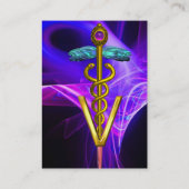 金ゴールドCADUCEUS獣医シンボルパープル光波 名刺 (裏面)