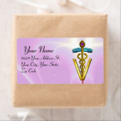 金ゴールドCADUCEUS獣医シンボルピンク薄紫 ラベル (インサイチュ)